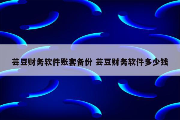 芸豆财务软件账套备份 芸豆财务软件多少钱