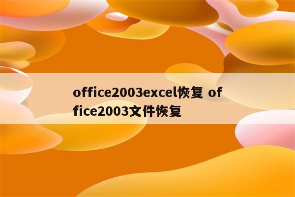 office2003excel恢复 office2003文件恢复