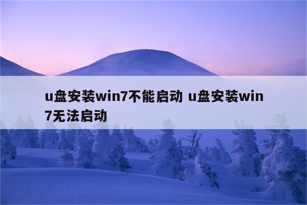 u盘安装win7不能启动 u盘安装win7无法启动