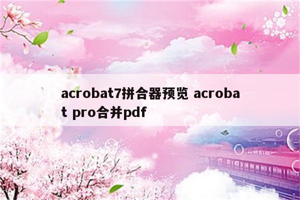 acrobat7拼合器预览 acrobat pro合并pdf