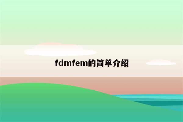 fdmfem的简单介绍