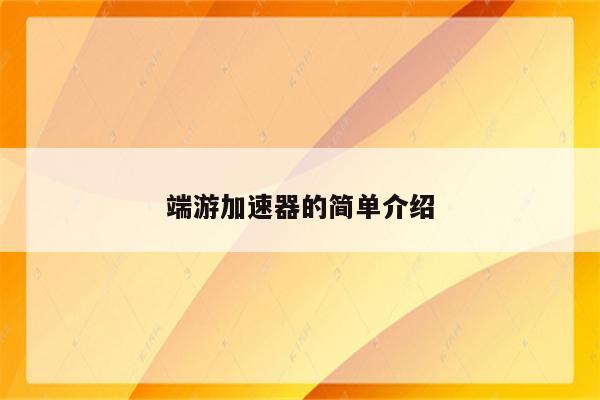 端游加速器的简单介绍