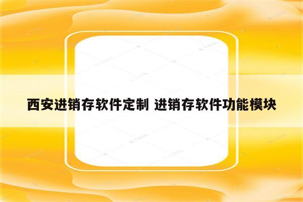 西安进销存软件定制 进销存软件功能模块