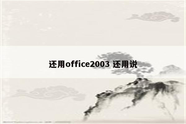 还用office2003 还用说