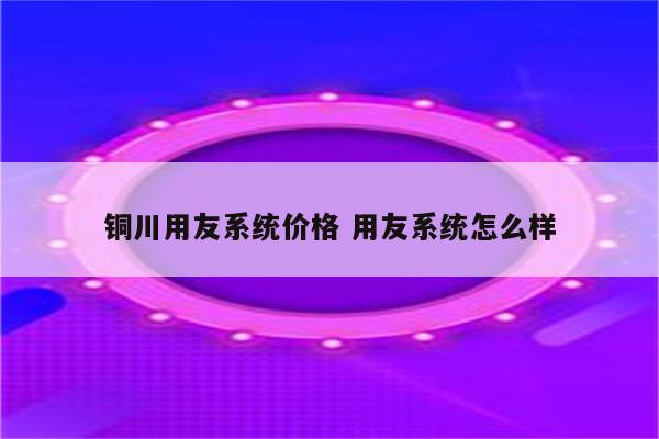 铜川用友系统价格 用友系统怎么样
