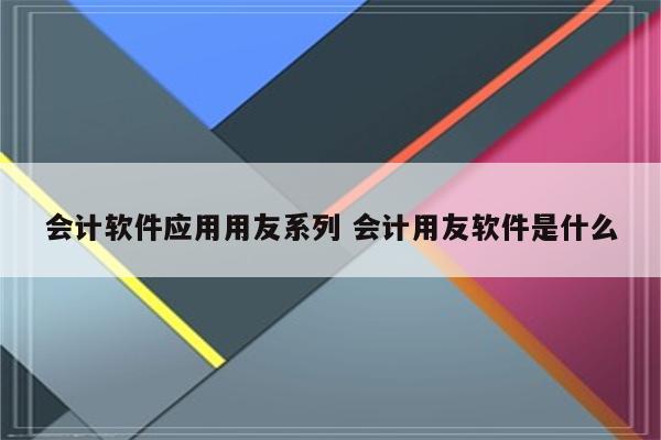 会计软件应用用友系列 会计用友软件是什么