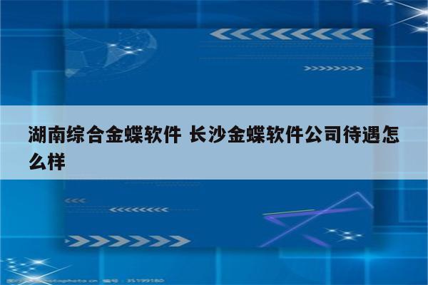 湖南综合金蝶软件 长沙金蝶软件公司待遇怎么样