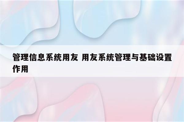 管理信息系统用友 用友系统管理与基础设置作用