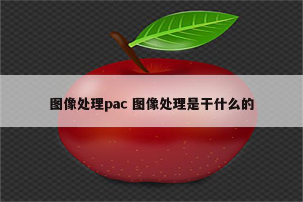 图像处理pac 图像处理是干什么的