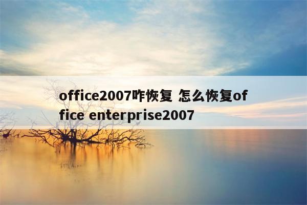 office2007咋恢复 怎么恢复office enterprise2007