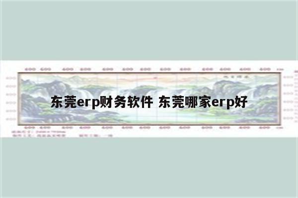 东莞erp财务软件 东莞哪家erp好