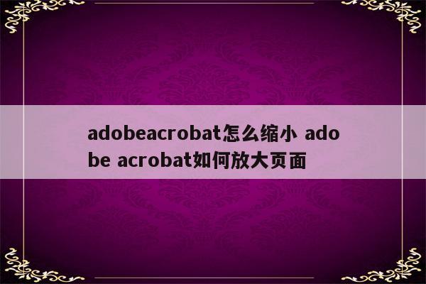 adobeacrobat怎么缩小 adobe acrobat如何放大页面