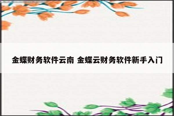 金蝶财务软件云南 金蝶云财务软件新手入门