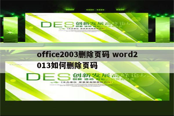 office2003删除页码 word2013如何删除页码