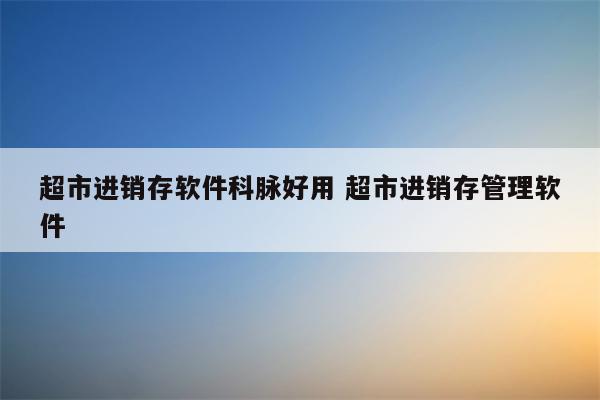 超市进销存软件科脉好用 超市进销存管理软件