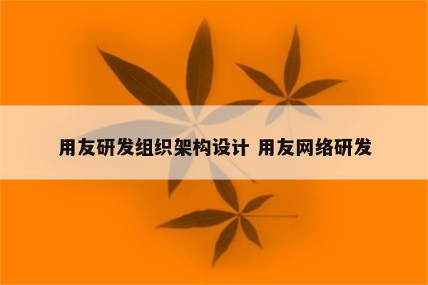 用友研发组织架构设计 用友网络研发