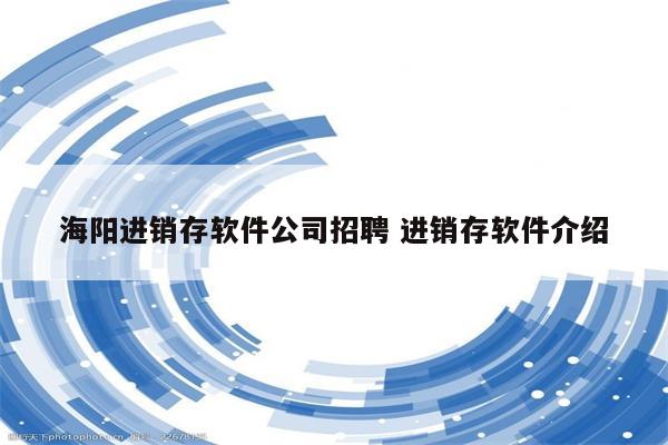 海阳进销存软件公司招聘 进销存软件介绍