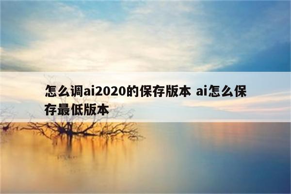 怎么调ai2020的保存版本 ai怎么保存最低版本
