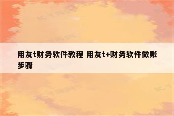 用友t财务软件教程 用友t+财务软件做账步骤