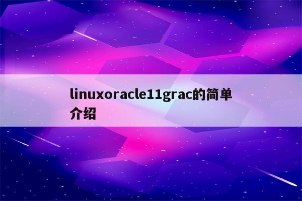 linuxoracle11grac的简单介绍