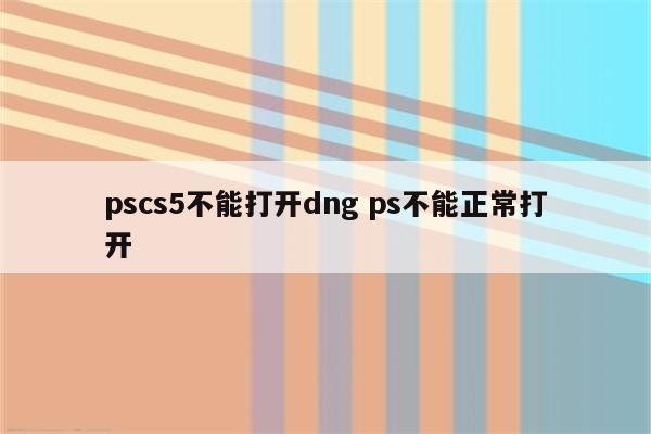 pscs5不能打开dng ps不能正常打开