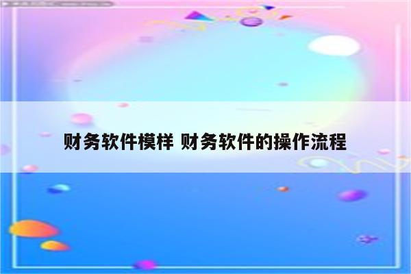 财务软件模样 财务软件的操作流程