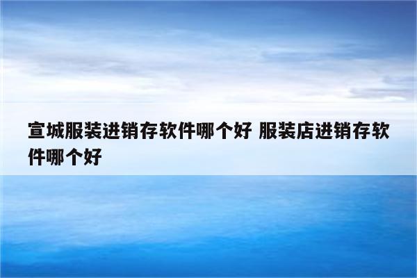 宣城服装进销存软件哪个好 服装店进销存软件哪个好