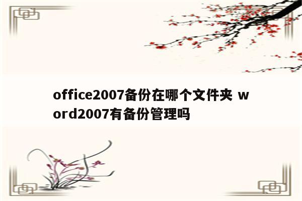 office2007备份在哪个文件夹 word2007有备份管理吗