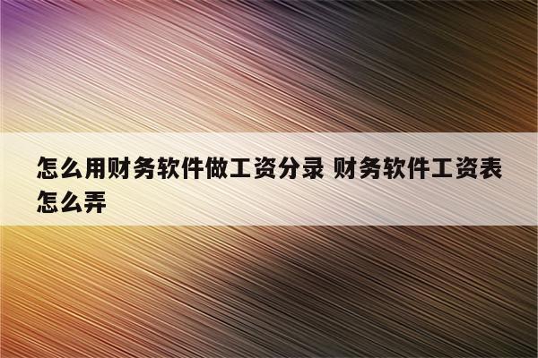 怎么用财务软件做工资分录 财务软件工资表怎么弄