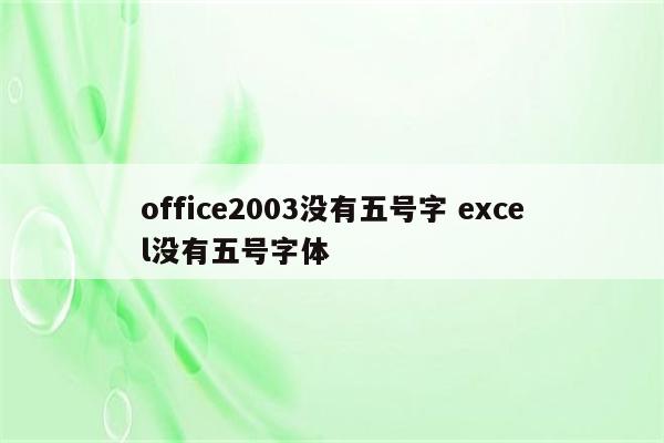office2003没有五号字 excel没有五号字体
