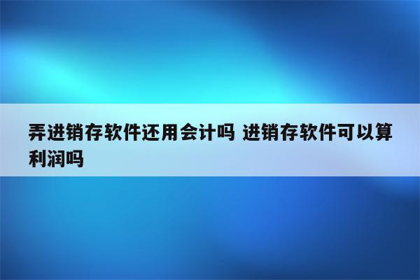 弄进销存软件还用会计吗 进销存软件可以算利润吗