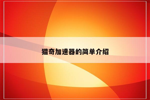 猎奇加速器的简单介绍