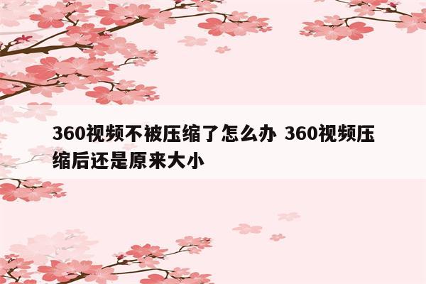 360视频不被压缩了怎么办 360视频压缩后还是原来大小