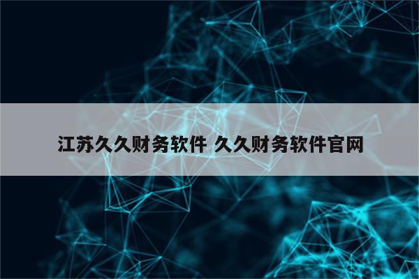 江苏久久财务软件 久久财务软件官网