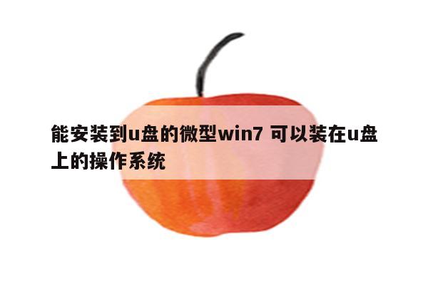 能安装到u盘的微型win7 可以装在u盘上的操作系统