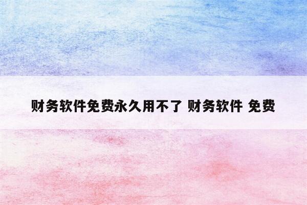 财务软件免费永久用不了 财务软件 免费