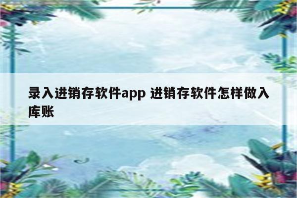 录入进销存软件app 进销存软件怎样做入库账