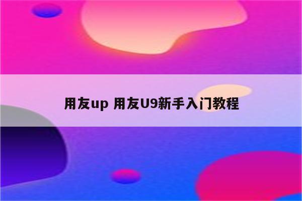 用友up 用友U9新手入门教程