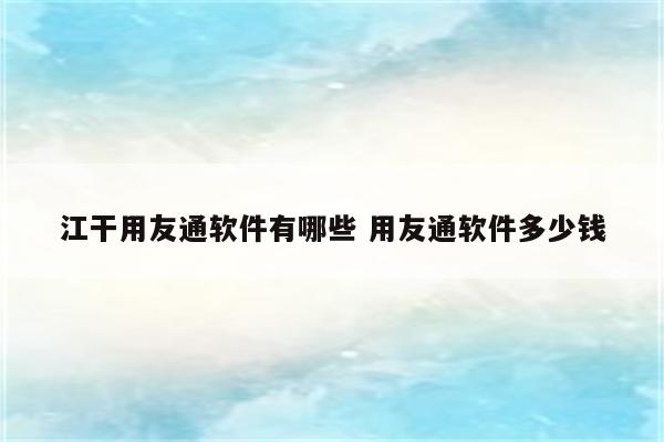 江干用友通软件有哪些 用友通软件多少钱