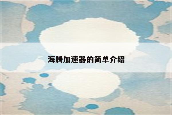 海腾加速器的简单介绍