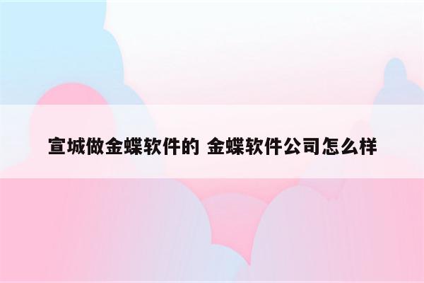 宣城做金蝶软件的 金蝶软件公司怎么样