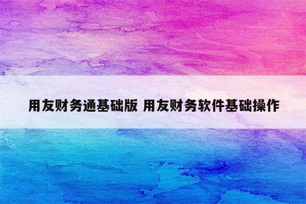 用友财务通基础版 用友财务软件基础操作