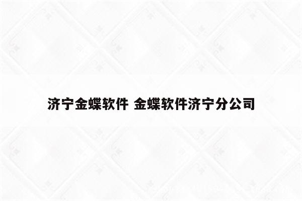 济宁金蝶软件 金蝶软件济宁分公司