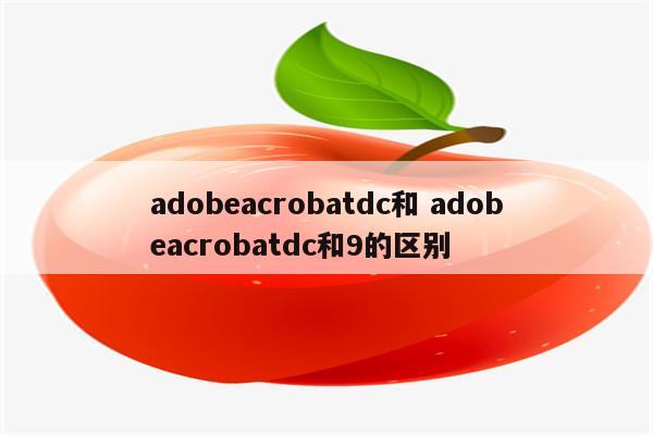 adobeacrobatdc和 adobeacrobatdc和9的区别