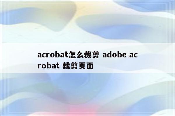 acrobat怎么裁剪 adobe acrobat 裁剪页面