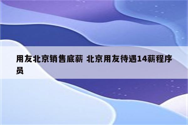 用友北京销售底薪 北京用友待遇14薪程序员