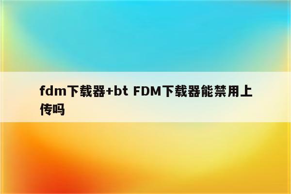 fdm下载器+bt FDM下载器能禁用上传吗