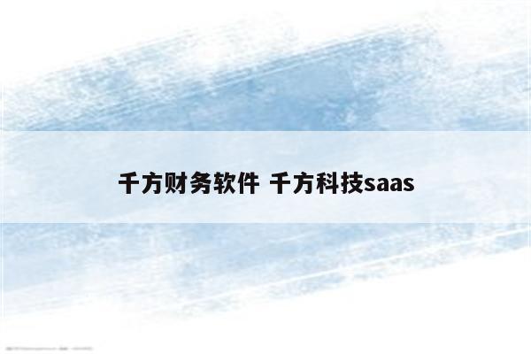 千方财务软件 千方科技saas