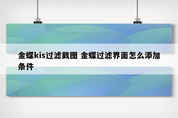 金蝶kis过滤截图 金蝶过滤界面怎么添加条件