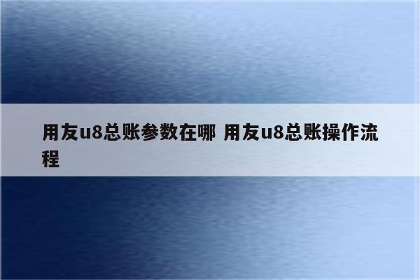 用友u8总账参数在哪 用友u8总账操作流程